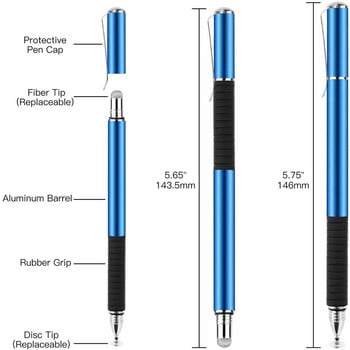 Универсален стилус, 2 в 1 диск и влакнест накрайник, капацитивен сензорен екран, писалка за рисуване за iPad iPhone Samsung Xiaomi Redmi Huawei