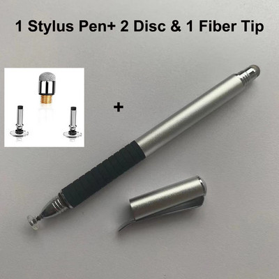 Universalus Stylus Pen, 2 viename diskas ir skaidulinis antgalis talpinis jutiklinio ekrano piešimo rašiklis, skirtas iPad iPhone Samsung Xiaomi Redmi Huawei