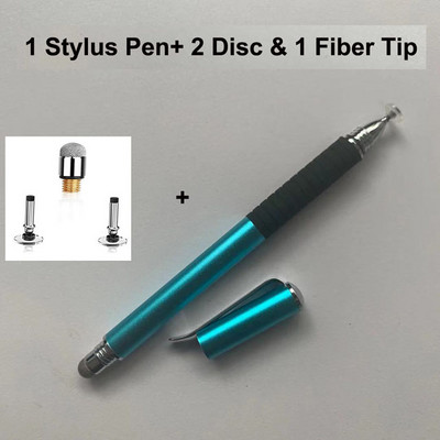 Universalus Stylus Pen, 2 viename diskas ir skaidulinis antgalis talpinis jutiklinio ekrano piešimo rašiklis, skirtas iPad iPhone Samsung Xiaomi Redmi Huawei