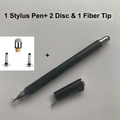 Universalus Stylus Pen, 2 viename diskas ir skaidulinis antgalis talpinis jutiklinio ekrano piešimo rašiklis, skirtas iPad iPhone Samsung Xiaomi Redmi Huawei