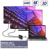 HDMI-ühilduv jaotur 1 sisse 2 väljund duplikaadi/peegli tugi 4K@30Hz suure selgusega HDMI-ühilduv adapterkaabel kahe ekraani jaoks