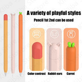 Skirtas Apple Pencil 1/2 Case Pieštuko dėklas Tablet Touch Stylus Pen Apsauginis dangtelis Apple pieštukui 2 1. 2. Minkštas silikoninis dėklas