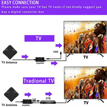 Βολική κεραία τηλεόρασης Ισχυρή εσωτερική κεραία σταθερή έξοδος TV Box Ψηφιακή τηλεόραση λήψη σήματος κεραίας