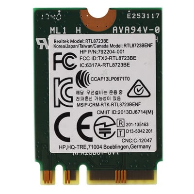 Vezeték nélküli adapter Realtek RTL8723BE 802.11N WiFi kártya Bluetooth 4.0 NGFF kártya SPS 843338-001 300Mbps