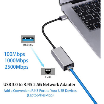Προσαρμογέας USB τύπου C Ethernet Κάρτα δικτύου Δωρεάν πρόγραμμα οδήγησης USB Type-C σε RJ45 2500Mbps Lan Adapter για MacBook PC Mac