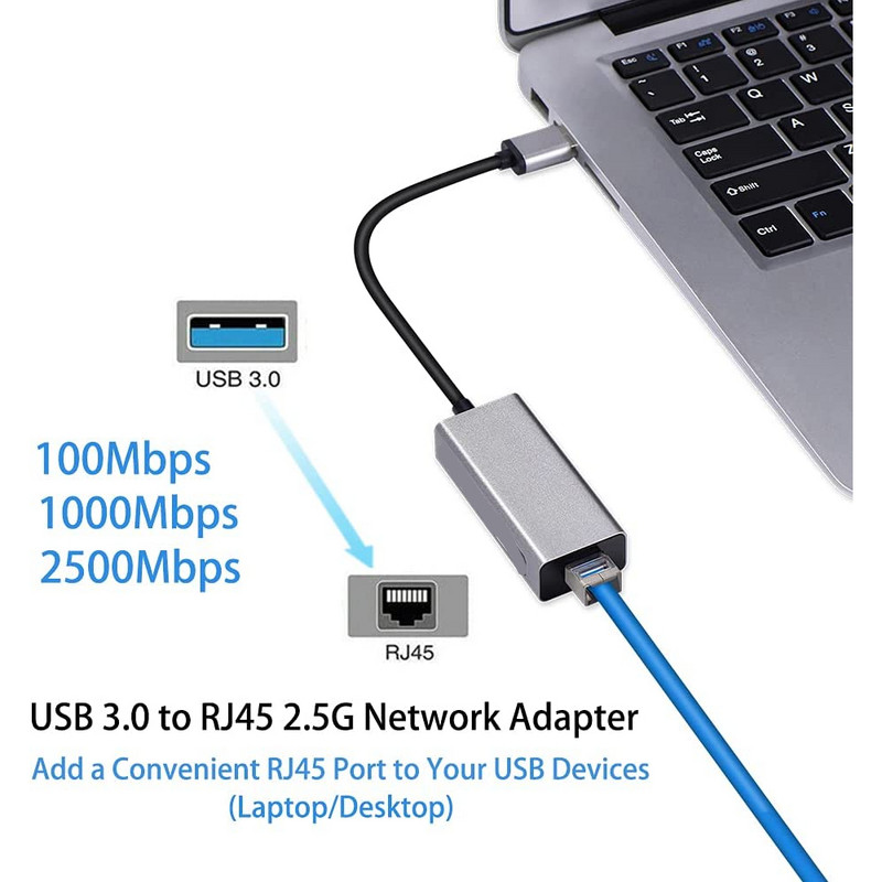 Adaptor USB tip C Ethernet Card de rețea Driver gratuit USB Type-C la RJ45 2500Mbps Adaptor Lan pentru MacBook PC Mac