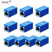 HTOC 10 PCS RJ45 movos tinklo jungtis, skirta Cat6/Cat5 eterneto tinklo kabelio movos moteriai ir moteriai (mėlyna)