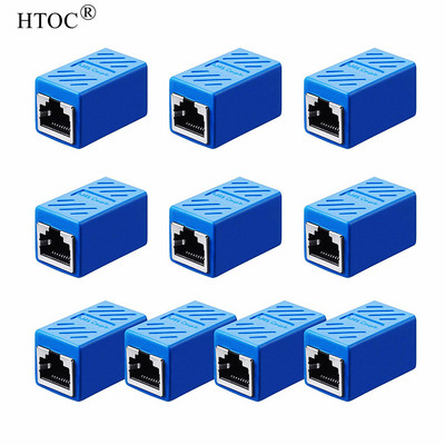 HTOC 10 PCS RJ45 siduri võrgupistik Cat6/Cat5 Etherneti võrgukaabli jaoks, naissoost ja emane (sinine)