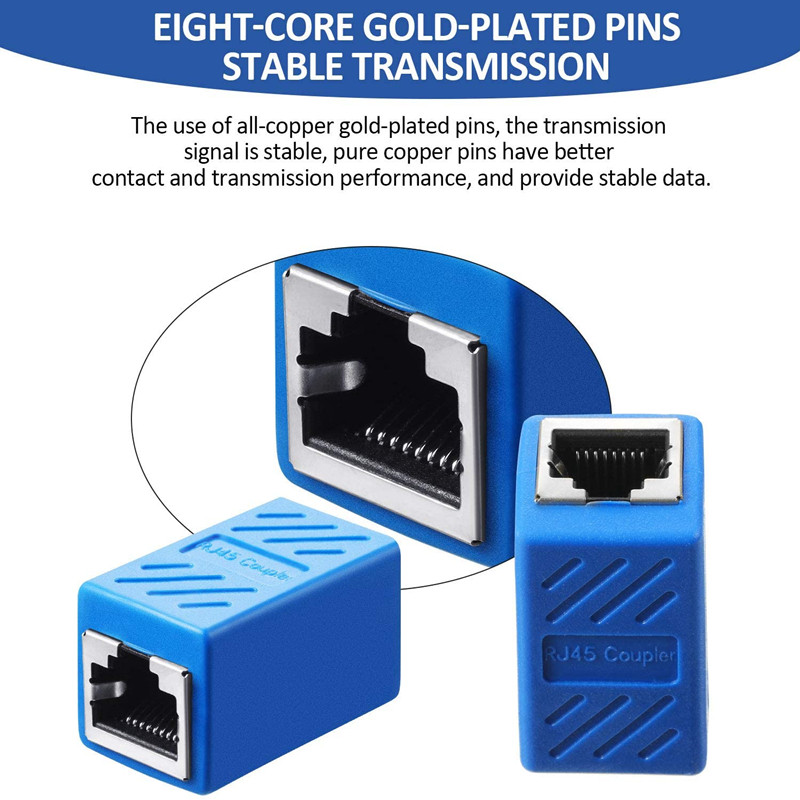 HTOC 10 PCS RJ45 siduri võrgupistik Cat6/Cat5 Etherneti võrgukaabli jaoks, naissoost ja emane (sinine)