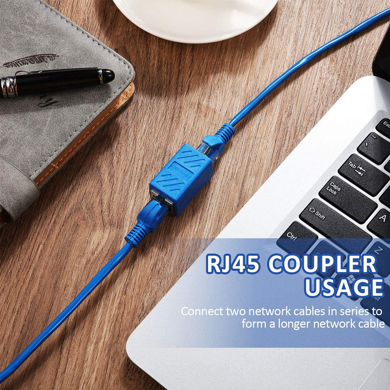 HTOC 10 PCS RJ45 siduri võrgupistik Cat6/Cat5 Etherneti võrgukaabli jaoks, naissoost ja emane (sinine)