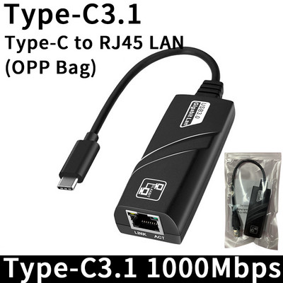 VAORLO 10/100/1000 Mbps USB 3.0/2.0 Type-C 3.1 na Gigabit Ethernet RJ45 LAN adaptér sieťová karta pre MAC PC laptop Windows 7 8 10