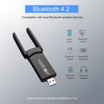 Προσαρμογέας USB WiFi Bluetooth 4.2 1300Mbps Διπλή ζώνη 2.4GHz 5GHz Wifi USB 3.0 Κάρτα δικτύου Ασύρματος δέκτης για επιτραπέζιο φορητό υπολογιστή