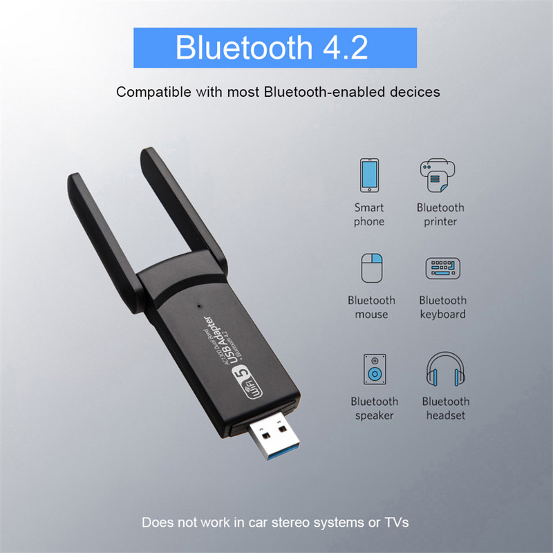 Adaptor USB WiFi Bluetooth 4.2 1300Mbps Bandă duală 2.4GHz 5GHz Wifi Placă de rețea Usb 3.0 Receptor wireless pentru PC Desktop Laptop