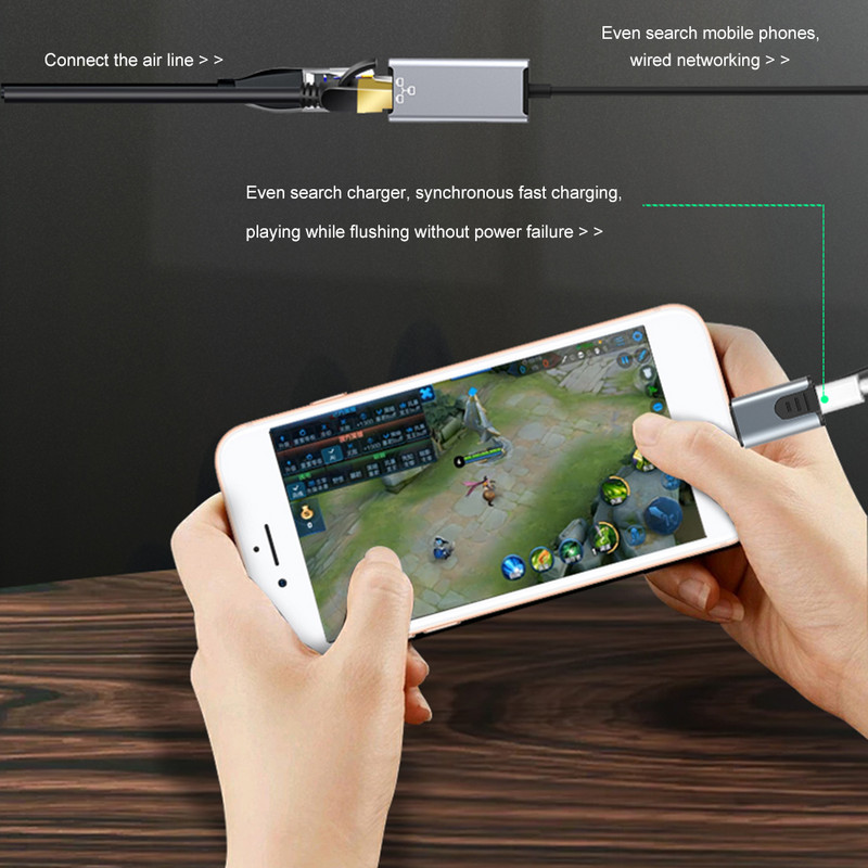 USB Ethernet adapter 8 tűs RJ45 PD20W töltő külső 100 Mbps USB hálózati kártya Plug-and-Play iPhone Ethernet adapterhez