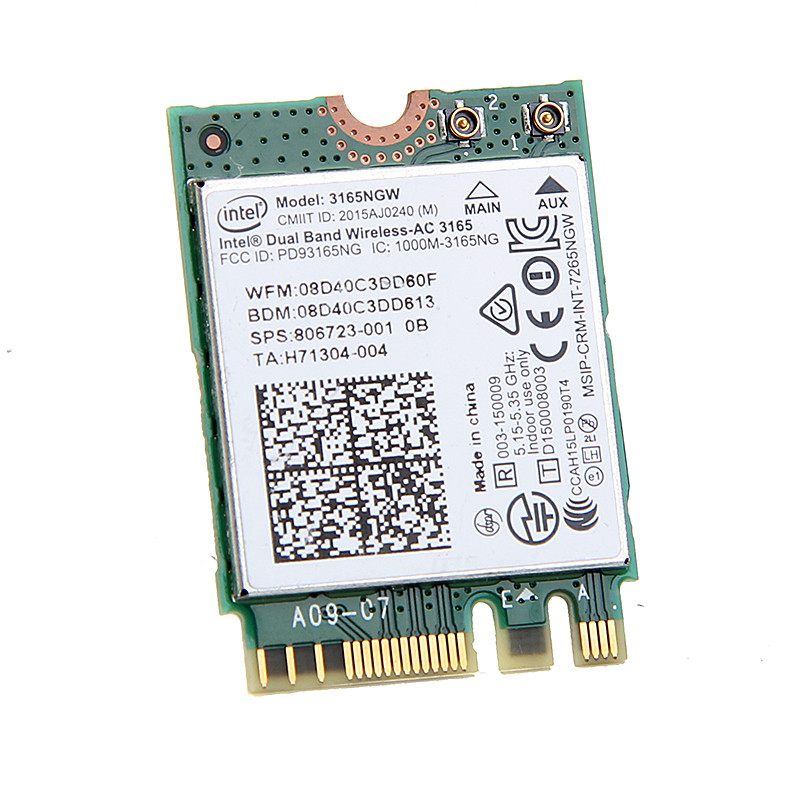 433Mbps Intel 3165 Card Wifi Bandă duală 2.4G/5Ghz 802.11ac WiFi + Bluetooth 4.0 Mini adaptor de rețea 3165NGW