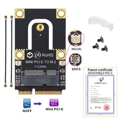 NGFF M.2 kulcs Mini PCI-E PCI Express átalakító adapterhez F-C25NG Intel 9260 8265 7260 AC NGFF Wifi Bluetooth vezeték nélküli kártyához