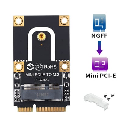NGFF M.2 kulcs Mini PCI-E PCI Express átalakító adapterhez F-C25NG Intel 9260 8265 7260 AC NGFF Wifi Bluetooth vezeték nélküli kártyához