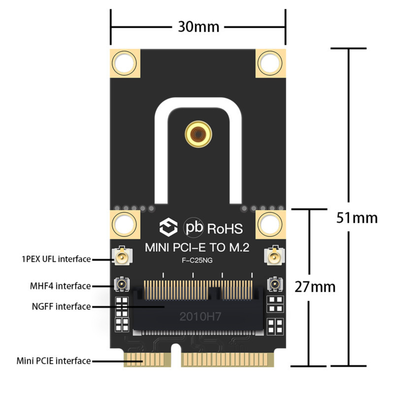 NGFF M.2 kulcs Mini PCI-E PCI Express átalakító adapterhez F-C25NG Intel 9260 8265 7260 AC NGFF Wifi Bluetooth vezeték nélküli kártyához