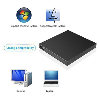 1 бр. 12,7 мм USB 2.0 външен DVD/CD-ROM калъф за лаптоп, настолен компютър, оптичен диск SATA към SATA външен DVD корпус