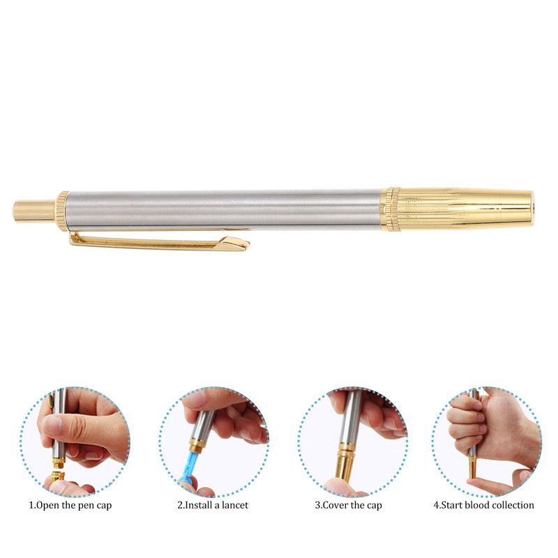 Lancet Dispozitiv de lansare din oțel inoxidabil Pen Point Painless Cupping Prelevare de sânge