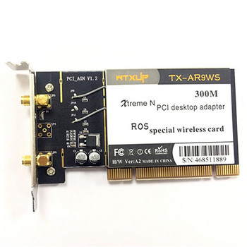 WTXUP Atheros AR9223 PCI 300M 802.11B/G/N Προσαρμογέας ασύρματου δικτύου WiFi για επιτραπέζιο υπολογιστή, ασύρματη κάρτα PCI με 2 κεραίες