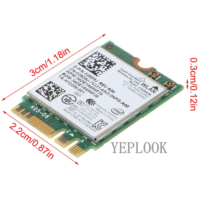Bezdrôtová karta AC 3160 3160NGW 433 Mbps Dual Band 2.4G 5GHz Bluetooth 4.0 NGFF Wifi pre DELL 5547 5545 5548 5558 5557 5758 5559