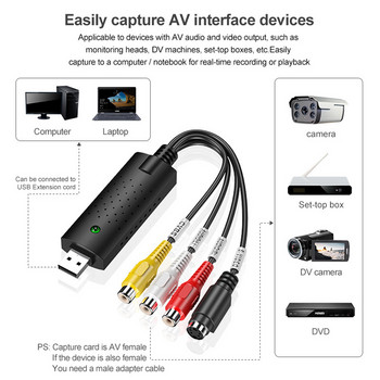 VHS към цифров конвертор USB 2.0 видео конвертор аудио карта за заснемане VHS кутия VHS VCR телевизор към цифров конвертор поддръжка Win 7/8/10