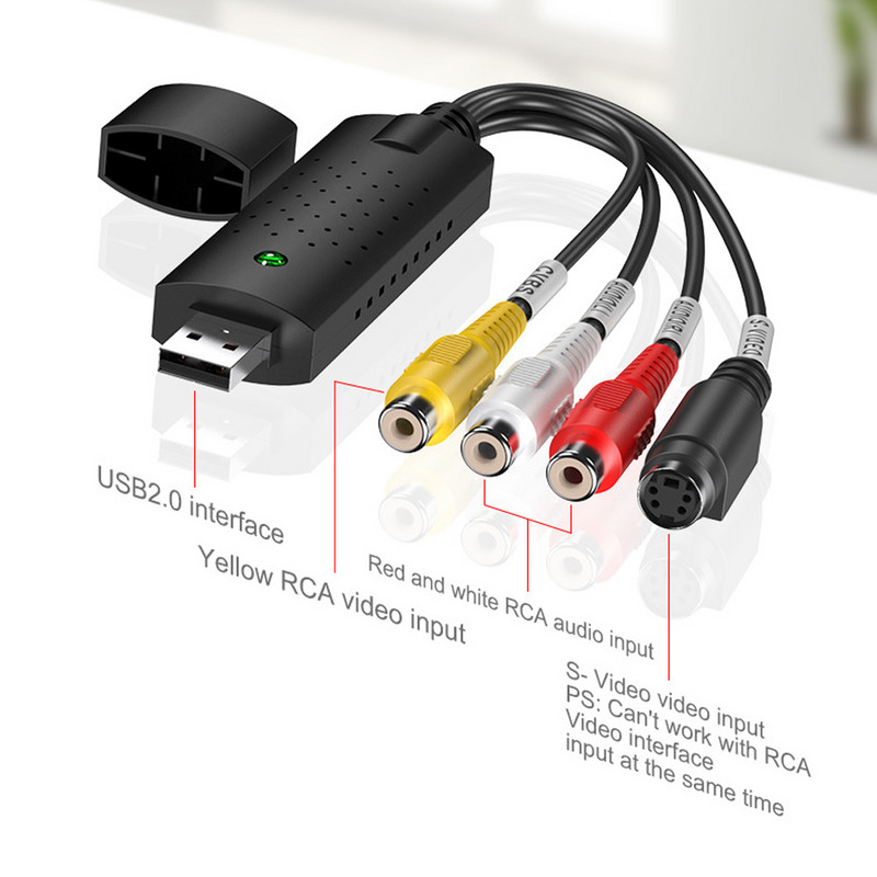 VHS į skaitmeninį keitiklį USB 2.0 vaizdo keitiklis Garso fiksavimo kortelė VHS dėžutė VHS VCR TV į skaitmeninį keitiklį palaikymas Win 7/8/10