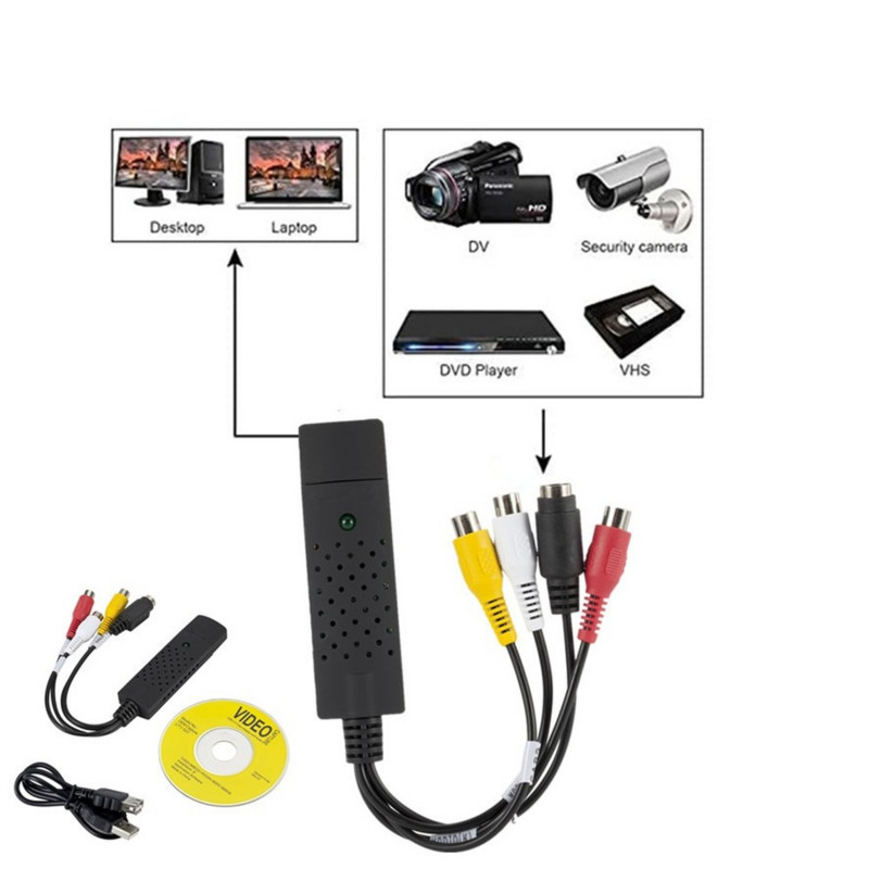 USB2.0 VHS-i DVD-muundur Analoogvideo teisendamine digitaalvormingusse Audio-video DVD VHS-salvestuskaardi kvaliteediga arvutiadapter