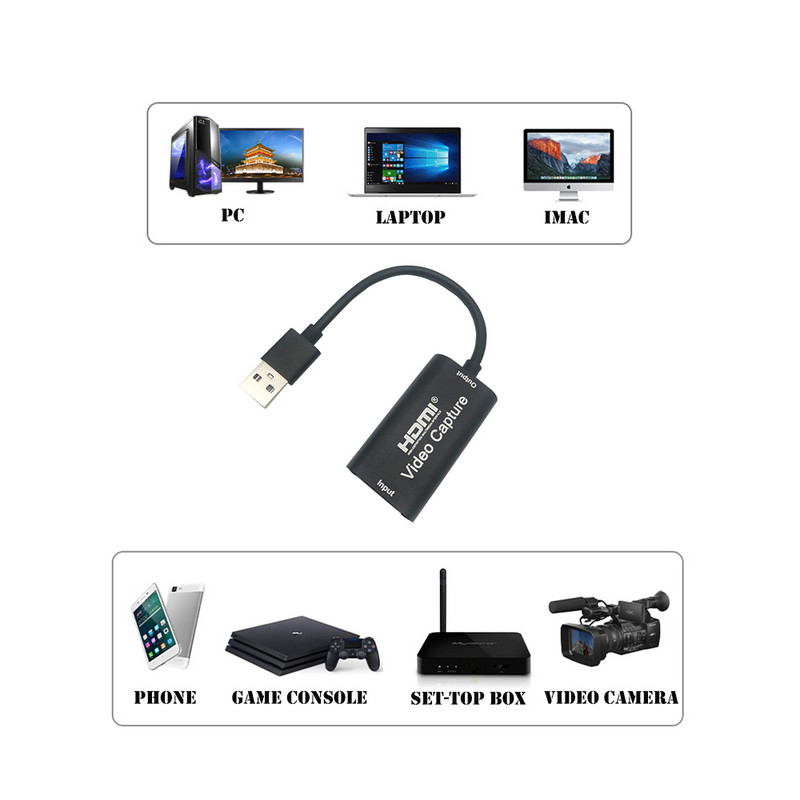 Mini HD 1080P HDMI suderinamas su USB 2.0 vaizdo įrašymo kortelių žaidimų įrašymo dėžutė kompiuteriui Youtube OBS ir kt. Tiesioginė transliacija