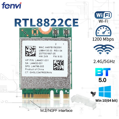 RTL8822CE 1200Mbps Dual Band 2.4G/5Ghz 802.11AC WiFi карта Мрежова NGFF M.2 карта за Bluetooth 5.0 лаптоп/PC поддръжка Windows10/11