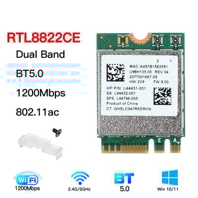 RTL8822CE 1200Mbps Dual Band 2.4G/5Ghz 802.11AC WiFi kartica mrežna NGFF M.2 kartica za Bluetooth 5.0 prijenosno/PC podrška Windows10/11