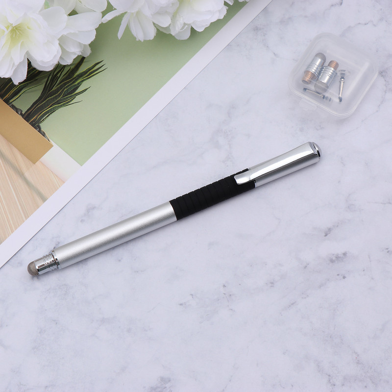 Set de stilouri capacitive 2-în-1, 5 bucăți, cu vârfuri de înlocuire, stilou tactil cu capete dublu, pixuri capacitive pentru scris de mână, roz