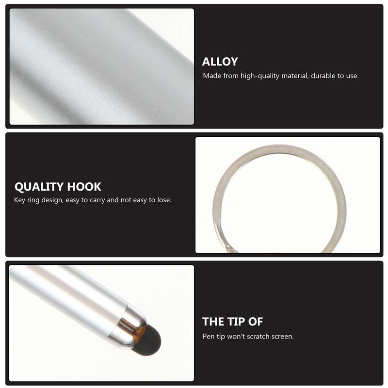 4 buc. stilou cu bile cu ecran tactil Pen stilou Luciu de buze Breloc cu capacități Ecran Stylus din aliaj Inele pentru chei Stylus Pixuri negre