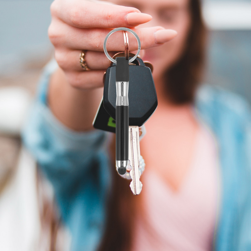 4 buc. stilou cu bile cu ecran tactil Pen stilou Luciu de buze Breloc cu capacități Ecran Stylus din aliaj Inele pentru chei Stylus Pixuri negre