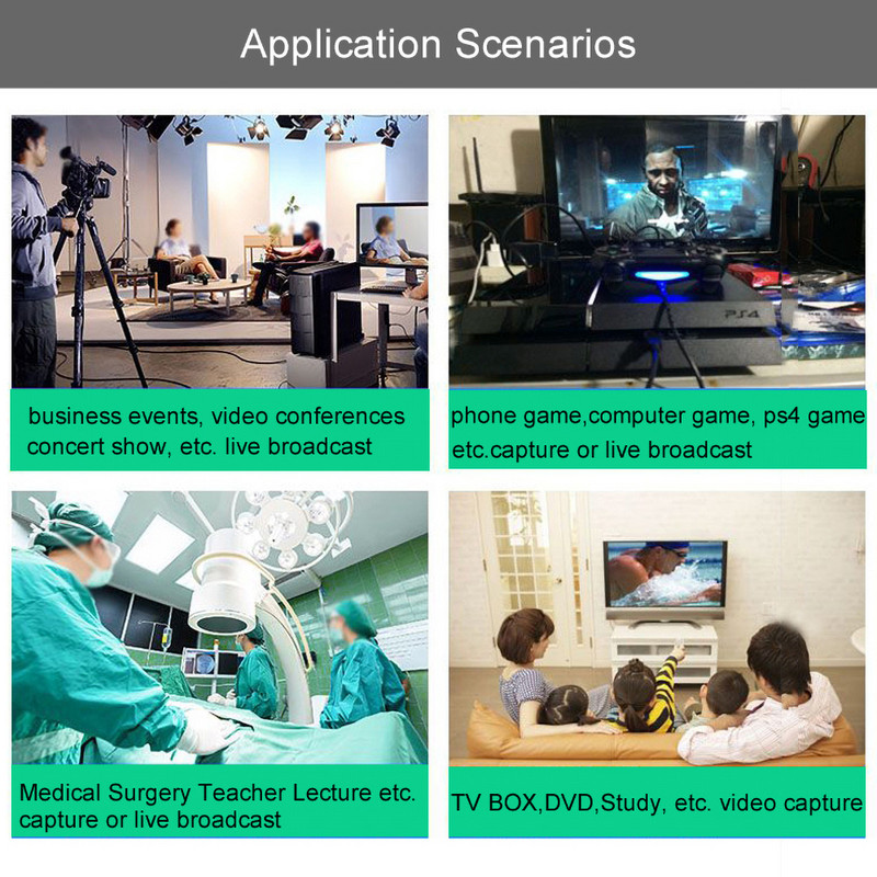 Mini 4K USB 3.0 vaizdo įrašymo kortelė su HDMI suderinama USB 2.0 žaidimų įrašymo dėžutė kompiuteriui Youtube OBS tiesioginė transliacija