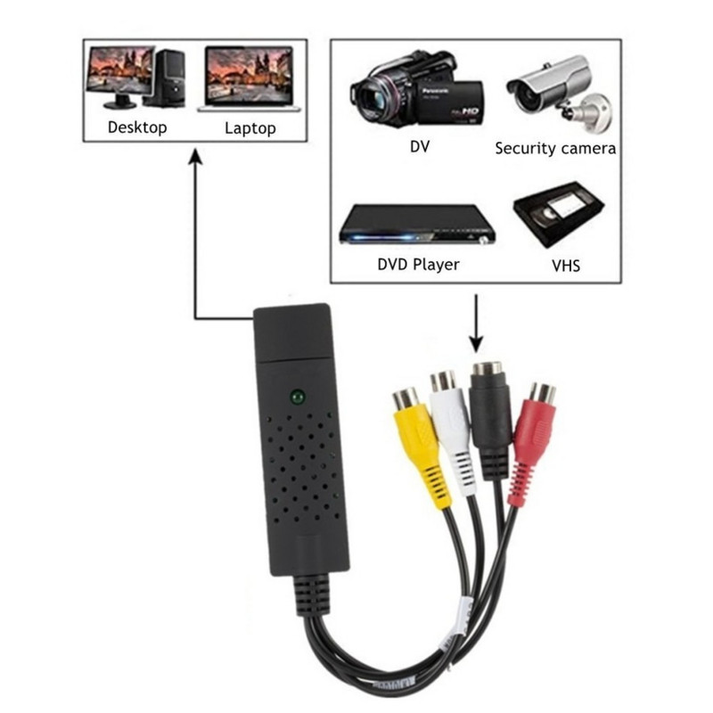 WvvMvv VHS į skaitmeninį keitiklį USB 2.0 vaizdo keitiklis Garso fiksavimo kortelė VHS VCR HDTV į skaitmeninį keitiklį palaikymas Win 7/8/10