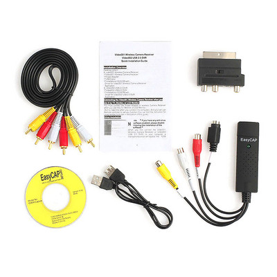 USB 2.0 Easy Cap Video TV DVD VHS DVR fiksavimo kortelė Lengvesnis dangtelis USB vaizdo įrašymo įrenginio palaikymas Win10