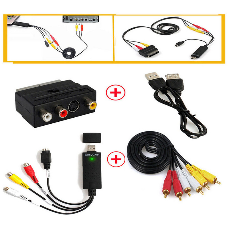 USB 2.0 Easy Cap Video TV DVD VHS DVR fiksavimo kortelė Lengvesnis dangtelis USB vaizdo įrašymo įrenginio palaikymas Win10
