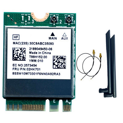 Нова безжична карта Dual Band RTL8822CE 802.11ac 867Mbps NGFF M.2 Wifi Bluetooth 5.0 мрежова карта за Lenovo FRU 02HK701