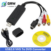 USB2.0 VHS - DVD konverter Analóg videó konvertálása digitális formátumba Audio Video DVD VHS Record Capture Kártya minőségű PC adapter