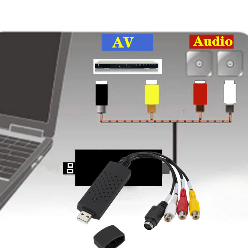USB2.0 VHS - DVD konverter Analóg videó konvertálása digitális formátumba Audio Video DVD VHS Record Capture Kártya minőségű PC adapter