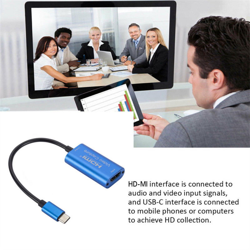 Nešiojamas HD 1080P su HDMI suderinamas C tipo C tipo į HDMI vaizdo įrašymo plokštės vaizdo griebtuvas, skirtas kompiuterinių žaidimų kamerai tiesiogiai įrašyti