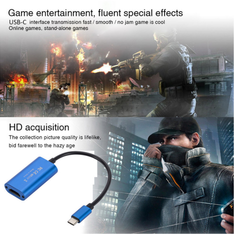 Nešiojamas HD 1080P su HDMI suderinamas C tipo C tipo į HDMI vaizdo įrašymo plokštės vaizdo griebtuvas, skirtas kompiuterinių žaidimų kamerai tiesiogiai įrašyti