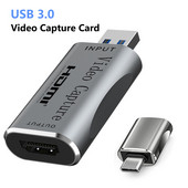 USB 3.0 na HDMI-kompatibilna USB C Audio Video Capture Type-C kartica za Youtube OBS Live Streaming Broadcast Game Recording Box