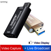 H1111Z 4K vaizdo fiksavimo kortelė USB3.0 2.0 HDMI vaizdo griebtuvo įrašymo dėžutė, skirta PS4 žaidimui, DVD vaizdo kamerai, kamerai, įrašant tiesioginį srautą