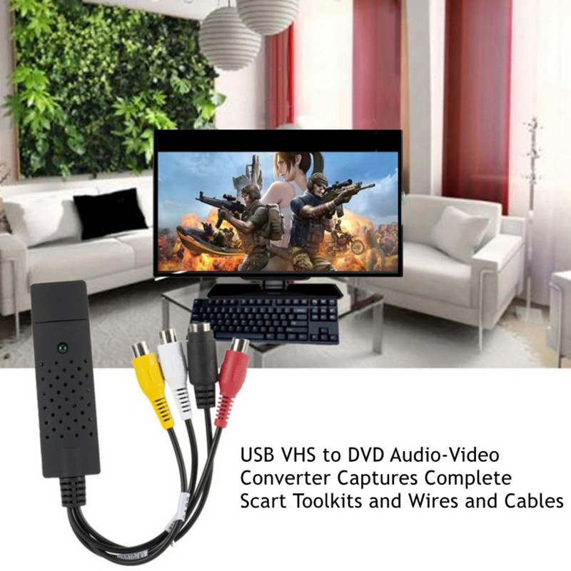 USB 2.0 VHS-i DVD-muundur Analoogvideo teisendamine digitaalvormingusse heli-video DVD-VHS-salvestuskaardi kvaliteediga arvutiadapter