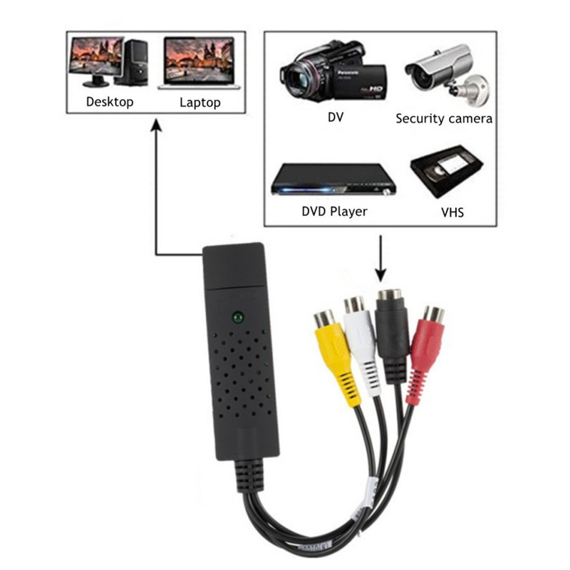 USB 2.0 VHS-i DVD-muundur Analoogvideo teisendamine digitaalvormingusse heli-video DVD-VHS-salvestuskaardi kvaliteediga arvutiadapter