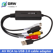 Convertor adaptor cablu GRWIBEOU AV RCA la USB 2.0 Adaptor card de captare audio video Cabluri PC pentru TV DVD dispozitiv de captare VHS
