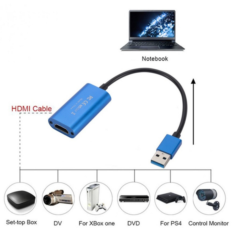 4K vaizdo įrašymo kortelė USB3.0 HDMI vaizdo griebtuvo įrašymo dėžutė, skirta PS4 žaidimui, DVD vaizdo kamerai, kamerai, įrašant tiesioginę transliaciją